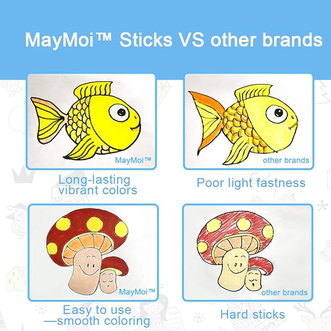 MayMoi Washable Tempera Paint Sticks | Non-Toxic, Quick Drying & No Mess Paint Sticks, Best Art Birthday Gifts (24 Colors)