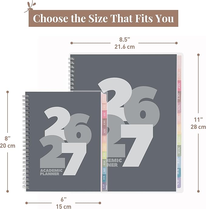 Rileys Academic Planner 2026-2027, Daily, Weekly & Monthly Planner, July 2026 - June 2027, Student Notes Pages, Twin-Wire Binding, Weekly Agenda for School & Work (8.5 x 11-Inches, Chunky, Black)