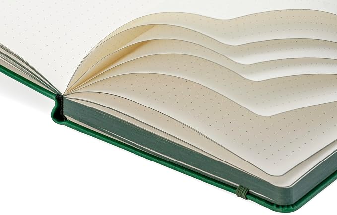 EVERLINEA 5.6” x 8.3” Embossed Tree A5 Hardcover Notebook, 240 Dotted Pages, Forest Green