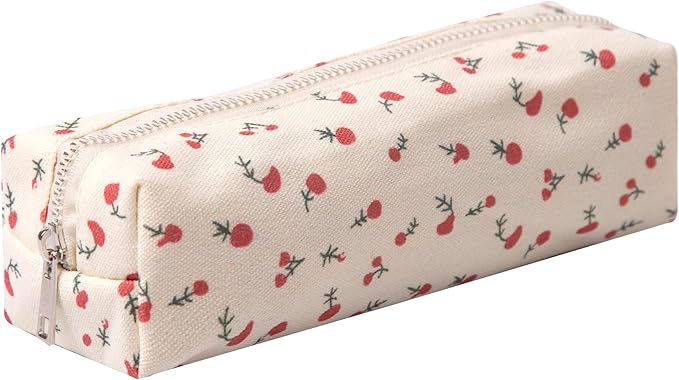 Cute Pencil Case Aesthetic Student Pencil Pouch Coin Pen Pouch Cosmetic Bag Office Stationery Organizer For Kids Teen School (Z-Red floral)