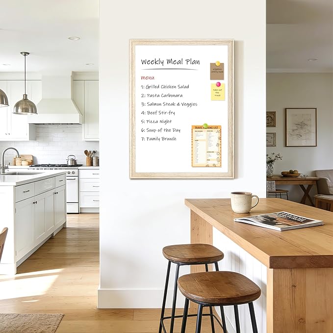 White Board for Wall, 36" x 24" Magnetic Dry Erase Board, Decorative Wooden Frame Large Whiteboard, Wall Mounted, Aesthetic Writing Board for Home, Office, School - Vintage