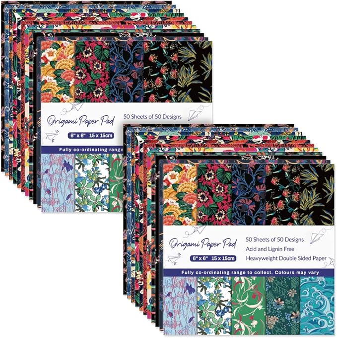 Origami Paper Kit Double Sided 100 Sheets 10 Colors 6 Inch Square Easy Fold Arts Crafts DIY Handwork Origami Papers Flowers