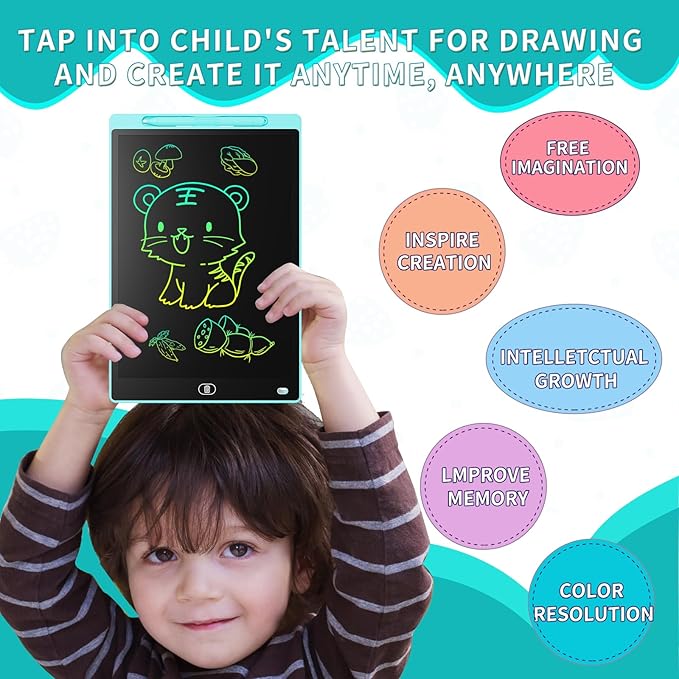 [2 Pack] Genialba LCD Writing Tablet 10-Inch Colorful Doodle Board, Toddler Learning Educational Toys Gifts for 3-8 Years Old Girls and Boys, Electronic Drawing Pad for Kids (Blue&Green)