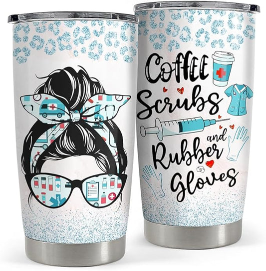 SANDJEST Nurse Tumbler 20oz Stainless Steel Insulated Coffee Travel Mug Cup for Nurses Nursing Student Female Friends Nurse Gift for Nurses Week Birthday Christmas Graduation