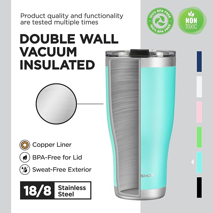 HAUSHOF 30 oz Tumbler, Stainless Steel Vacuum Insulated Coffee Tumbler Water Cup, Double Wall Travel Mug with Lid, Perfect for Hot and Cold Drinks