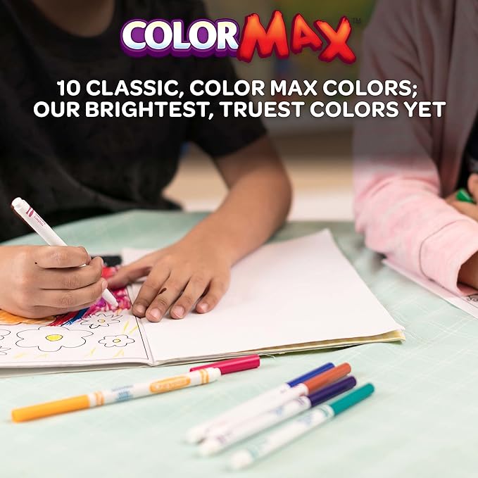 Crayola Ultra Clean Washable Markers - 12 Pack (10ct), Bulk Fine Line Markers for Classrooms, Kids, Nontoxic