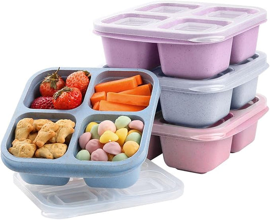 LCHLZZ 4 Pack Snack Containers with Lids, 2-Cup Capacity, BPA-Free | 4 Compartment, Reusable Design with Easy-open Lids, Food Storage & Meal Prep Containers, Ideal for Work, Travel and Picnic