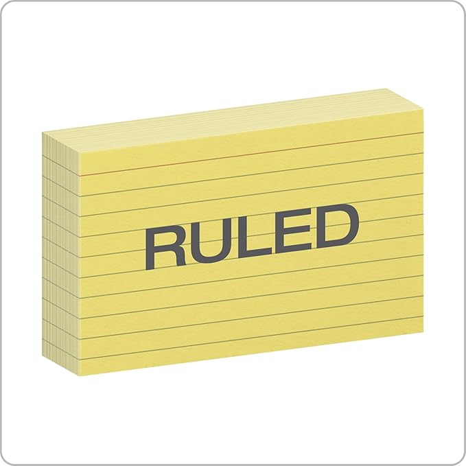 Oxford Ruled Color Index Cards, 3" x 5", Canary, (7321 CAN) 100 Count(Pack of 2)