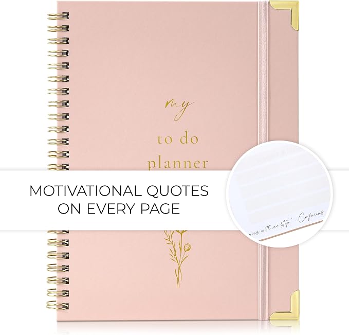 Beautiful To Do List Notebook - Aesthetic Daily Planner to Easily Organize Your Tasks And Boost Productivity - Stylish Undated ADHD Planner Gift and The Perfect School or Office Supplies For Women