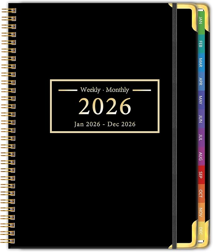 Planner -2026, Hardcover Weekly & Monthly Calendar Planner, January 2026 - December 2026, 8.5" x 11", Daily Agenda Book with Colorful Tabs, College Organizer Notebook, School & Work Supplies for Student Teacher Classroom