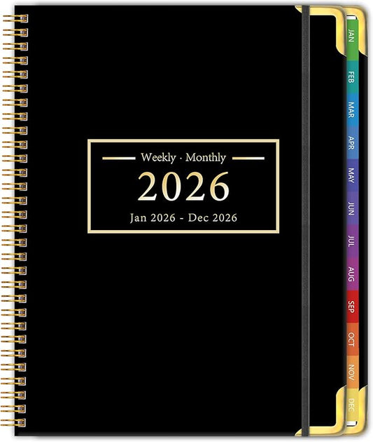 Planner -2026, Hardcover Weekly & Monthly Calendar Planner, January 2026 - December 2026, 8.5" x 11", Daily Agenda Book with Colorful Tabs, College Organizer Notebook, School & Work Supplies for Student Teacher Classroom