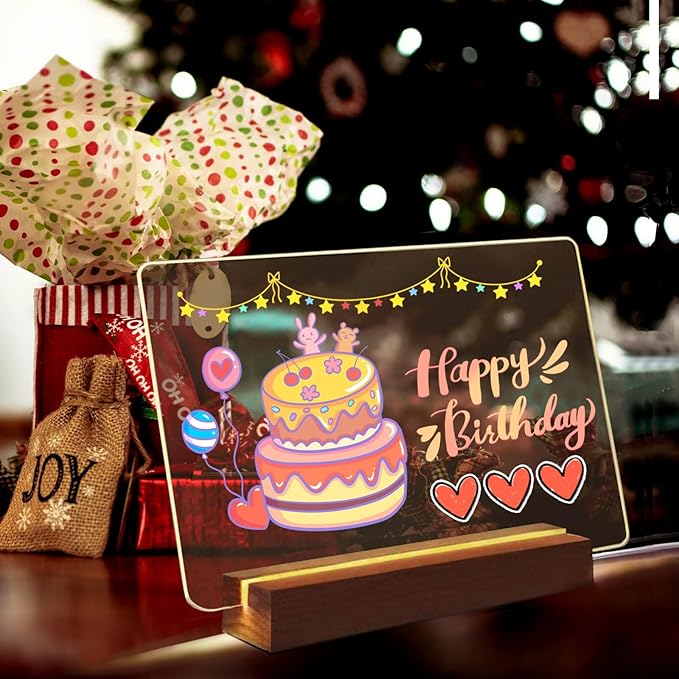 SetGame LED Note Board with 7 Colors Pen, Light Up Dry Erase Board Neon Art Creative Drawing Board for Kids & Adults/Back to School/Birthday Gift, Teens DIY Glowing Doodle Tablet with Stand