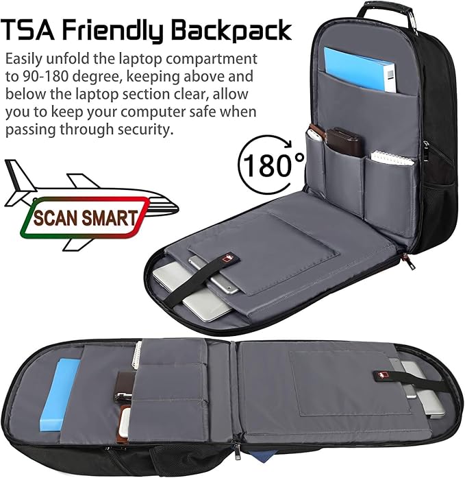 18.4 Laptop Backpack Men Women, 55L-60L Extra Large Laptops Backpack, TSA Friendly Flight Approved and RFID Anti-theft Pocket,Water Resistant Suiltable for Traveling