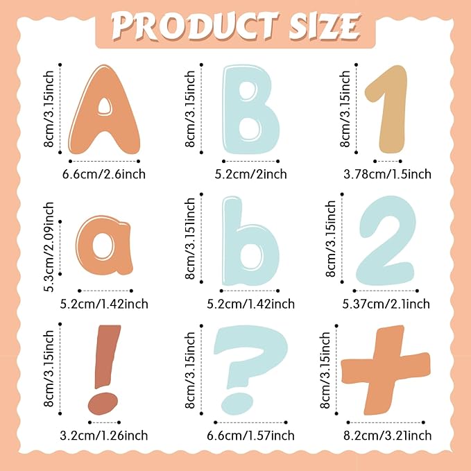 221 Pcs Boho Bulletin Board Letters, Round Alphabet Number Punctuation Symbol Combo Letter Cutouts, Retro Boho Classroom Decor for School Classroom Chalkboard Poster Bulletin Board Wall