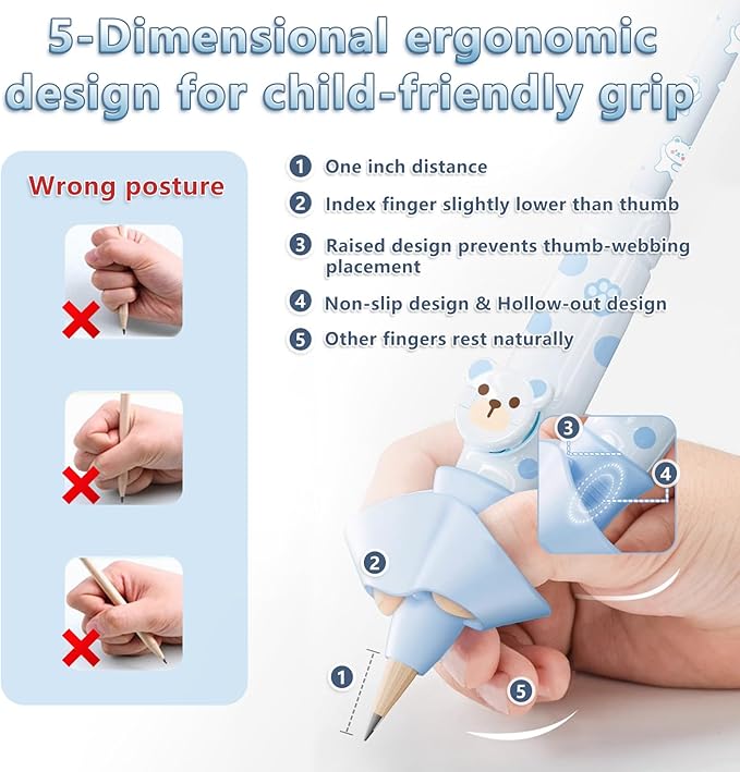 Pencil Grips for Kids Handwriting Smart Pressure‑Controlled Pencil Holder Gripper Posture Correction & Ergonomic Writing Tools Preschool Kindergarten Classroom & Homeschool Supplies (Pink)