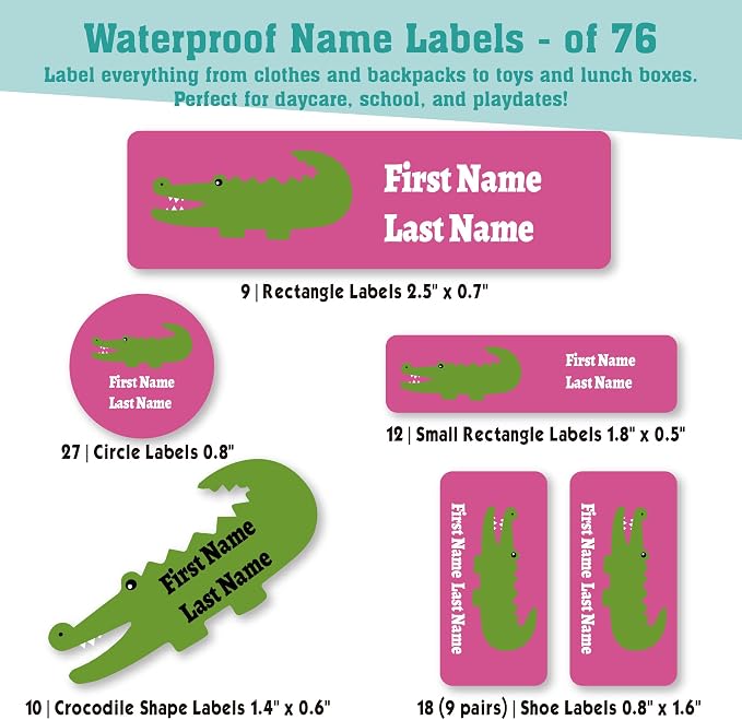 Personalized Daycare Name Labels for Kids (76 Labels) - Custom Durable Waterproof Name Stickers for Clothing Tags, Water Bottles, Lunch Boxes, and School Supplies - Dishwasher, Washer