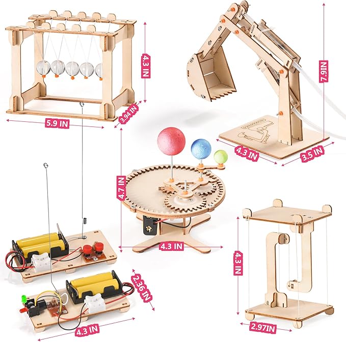 STEM Science Kits for Kids Ages 8-12 8-10, Wood Building Crafts Kits for Boys, STEM Toys for Ages 8-13 9 10 11 Year Old Gifts, Kids Science Engineering Experiment Projects, 3D Wooden Puzzles 10-12