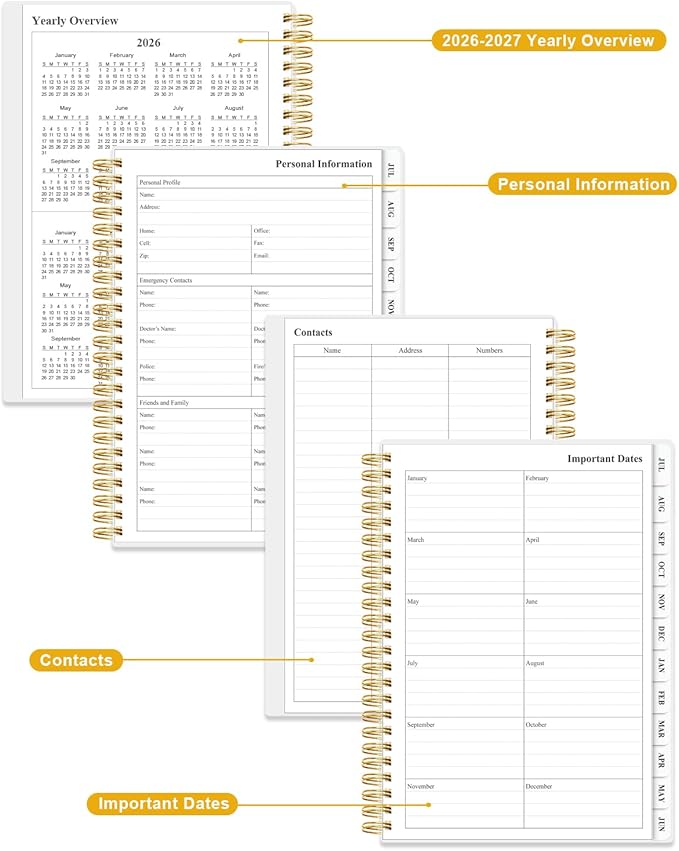 Academic Planner 2026-2027 - Weekly & Monthly Planner from July 2026 to June 2027, Agenda 2026 2027 with Inner Pocket, Elastic Band, 6.4" x 8.5", Green Gold Floral