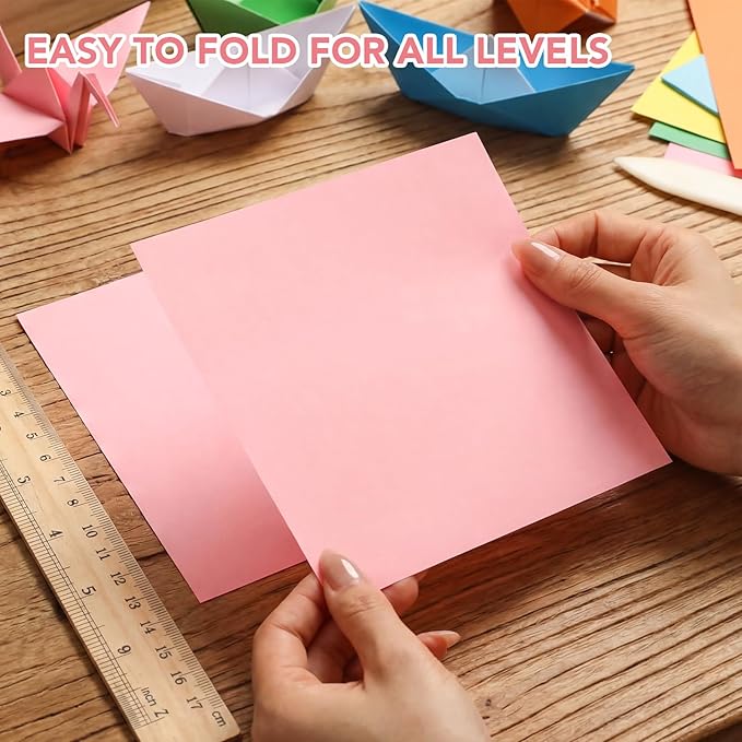 Prudiut Origami Paper 6x6in, 200 Sheets, 20 Colors, Square Craft for Arts and Crafts, Scrapbook Paper, Colored Paper, Origami Kit Supplies for Kids Ages 14+, Multi-Project Use