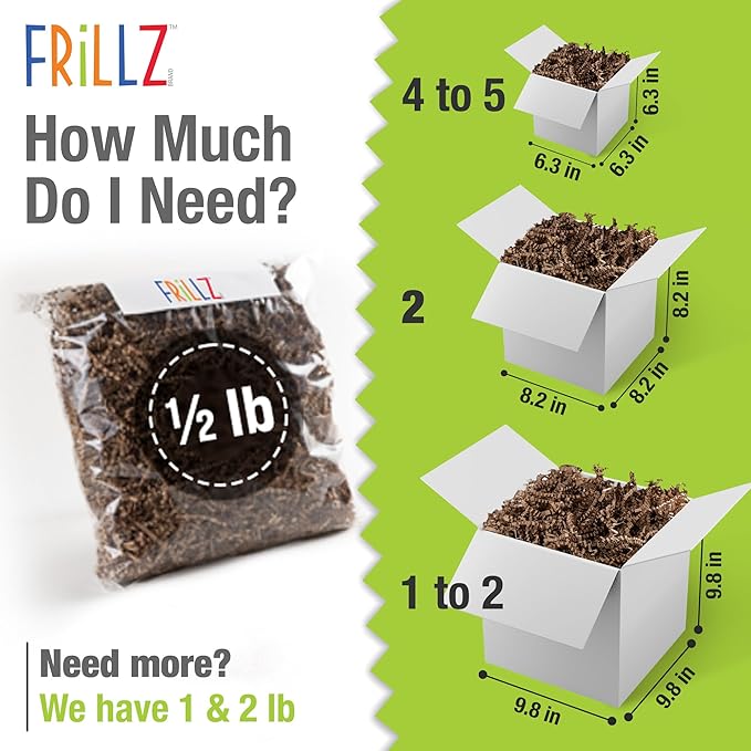 FRILLZ Crinkle Cut Paper Shred Filler for Baskets, Gifts, Packing and Protecting your Birthday, Weddings, Anniversary, Easter, and other gifts (1/2 pound, White)