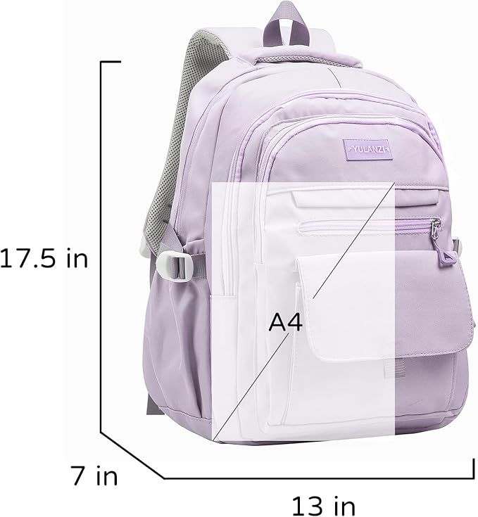 Phaoullzon Girls School Backpack for Boys, College Aesthetic Laptop Bookbag for Travel,Purple