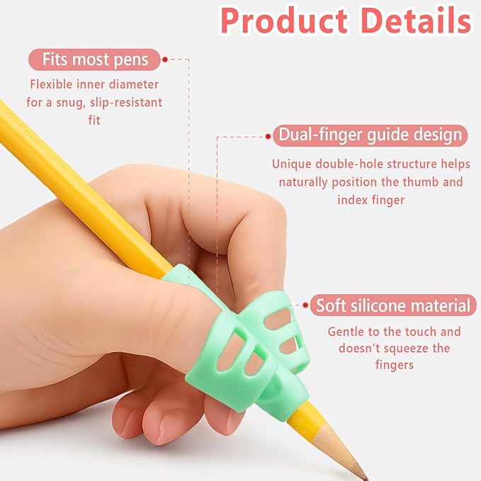 4-Pack Pencil Grips for Kids – Handwriting Trainer & Posture Correction Holder for Toddlers, Preschoolers, and Special Needs Children