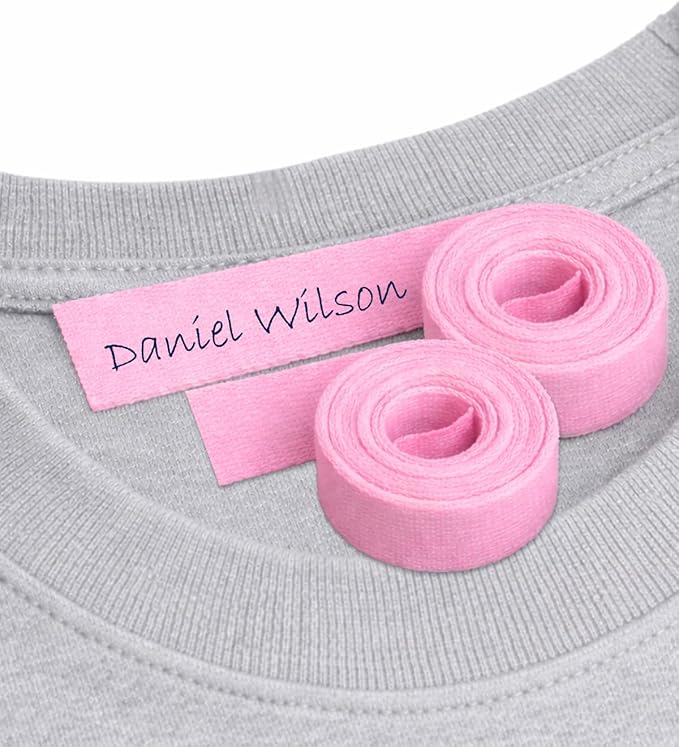 2 Iron-On Pink Fabric Tape. Writable Clothing Label Roll, 3m x 1cm. for Kids, School & Care Settings, Nursery