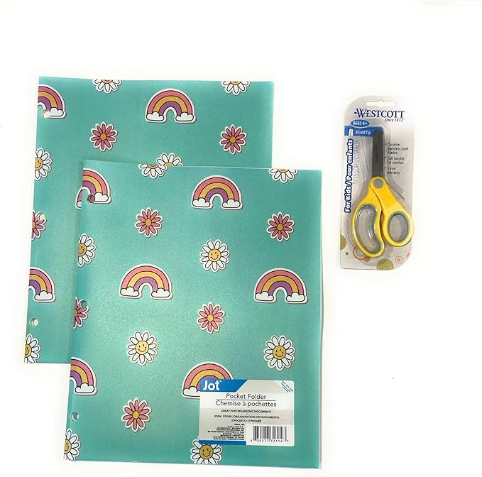 BLJ School Supplies for Kids, Back to School Supply Box, Supplies for Girls or Boys, Essentials Supplies for K-8 Kindergarten Elementary-School Supply Kit 39PCS (Rainbow)