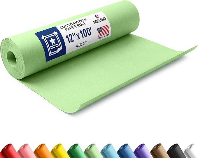 Light Green Construction Paper Roll 12" x 100 ft – Made in USA – 12" Bulletin Board Paper for Classroom & School, Teachers & Kids