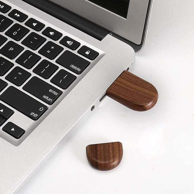 64GB USB3.0 Oval Wood Flash Drive Box, FEWINA Wooden USB Drive 64G USB 3.0 Super-Speed Thumb Drive Jump Drive Ideal Gift for Birthday/Anniversary/Wedding/Photographer(Walnut)