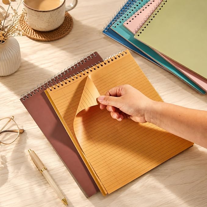 gisgfim 6 Pcs Boho Top Bound Spiral Notebooks 8-1/2" x 11" College Ruled Aesthetic Legal Pad Steno Pads Paper Notebook Wirebound Notepad for Writing School Office Business Supplies