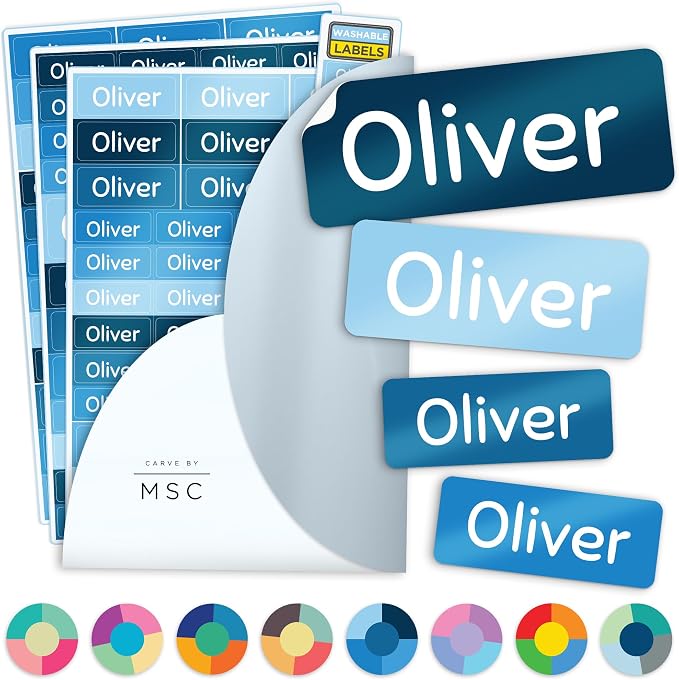 Personalized Daycare Name Washable Labels for Kids, (140 Pack) Waterproof Custom Name Stickers for Clothing Tags, Lunch Boxes and School Supplies, Made in USA by MSC -Lagon