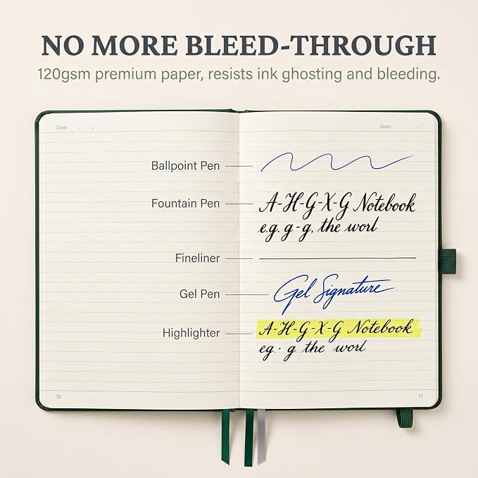 AHGXG Lined Journal Notebook, 160 Numbered Pages, A5 Size (5.7'' x 8.3'')
