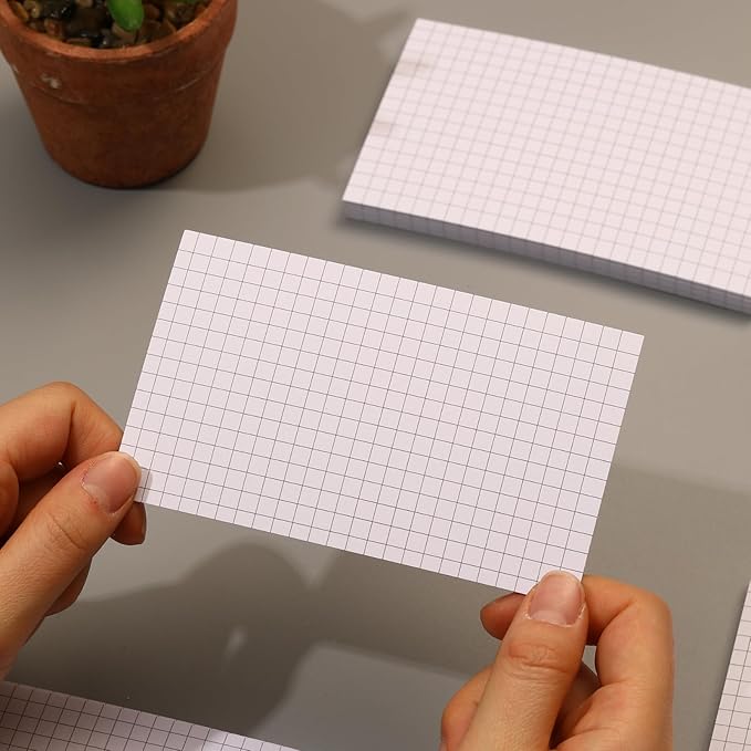 Extra Heavyweight Grid Index Cards 3x5 Inch 92lb Weight Double Sided Graph Ruled Notecards Thick Flash Cards for Note-Taking, Studying, and Organization, Ideal for School, Home and Office - 400 Count