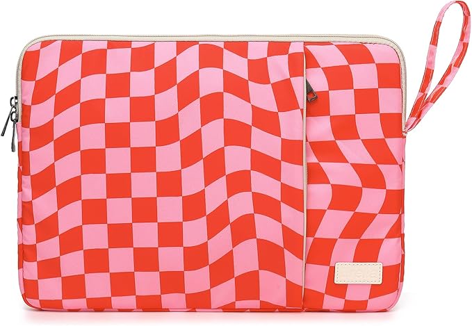 Laptop Sleeve 13.3 inch14 Inch, 15.6inchWater Resistant Traveling Computer Cover with Handle, Shockproof Protective Carrying Laptop Case (Y8-Pink Checker, 15 inch-15.6 inch)