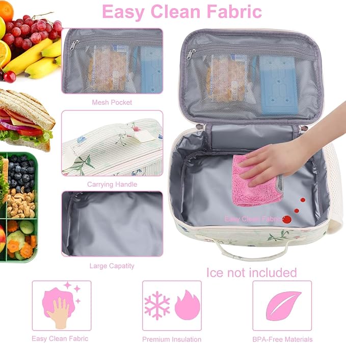 RHCPFOVR Kids Lunch Bag - Insulated Lunch Box for Boys Girls,Washable Lunch Bag and Reusable Toddler Leak-proof Lunchbox for School and Daycare
