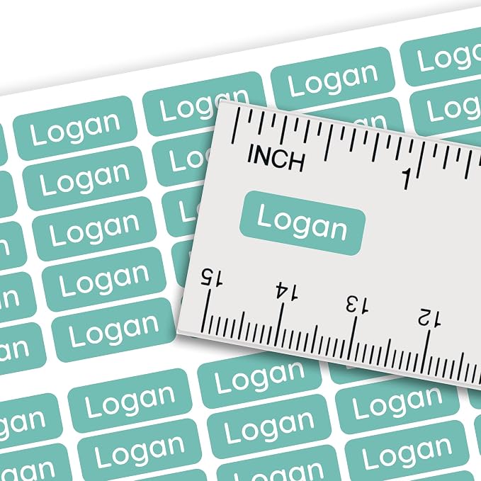 Personalized Mini Name Labels for Kids (210 Count) – Custom Waterproof Name Stickers for School, Daycare, Water Bottles, Lunch Boxes, Pencils, Supplies - Seafoam Teal