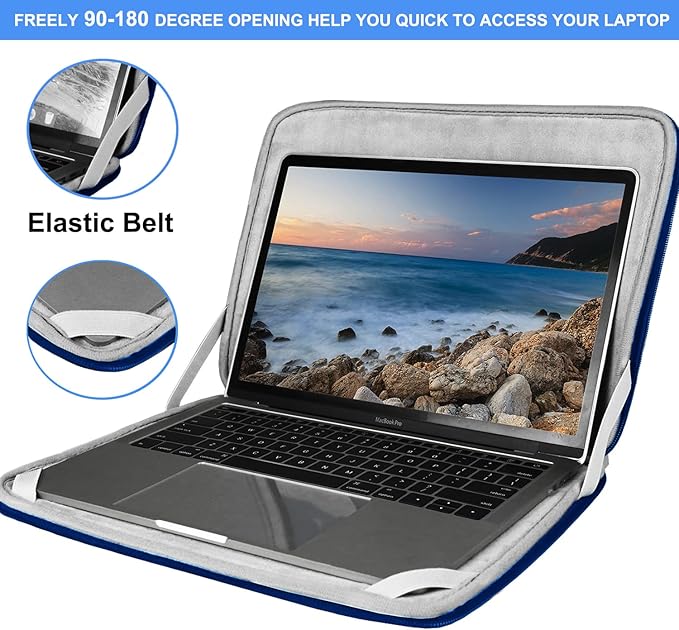 15.6 Inch Laptop Sleeve, Durable Shockproof Protective Cover Flip Case Briefcase Carrying Bag Compatible with 15.6" HP, ASUS, Lenovo, Acer, Notebook, Computer, Ultrabook, Chromebook, Blue
