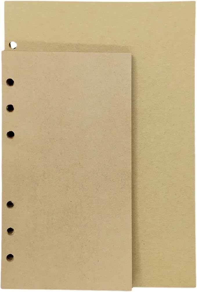 Zelten Refills/Loose Leaves for A5 Cover Ring Binder/Personal Organizer/Planner(A5 6 Holes, Kraft Paper)