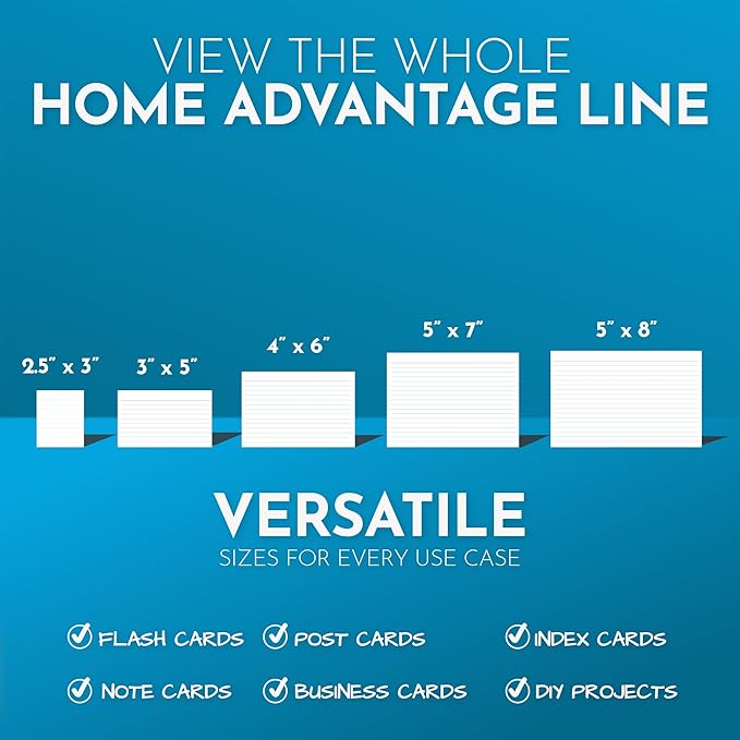Home Advantage 4x6 Ruled Index Cards - Our 50 Pack of Lined Notecards Use Heavy Duty Cardstock to Make Them Bleed Proof – These Line Ruled Index Cards Make Perfect Flashcards & Note Cards