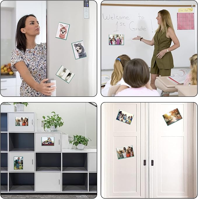CHUNNIAO Green Magnetic Picture Frame 4X6 for Refrigerator 10 Pack,Photo Magnets Sleeves