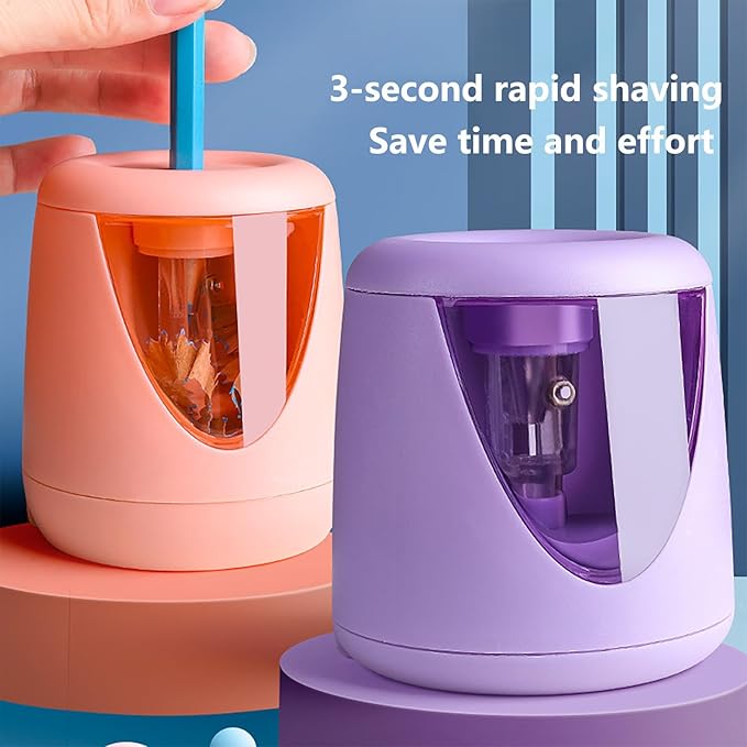 Electric Pencil Sharpener for Eyeliner and Lip Liner - Dual Use Cosmetic and Classroom Pencil Sharpener (Pink)