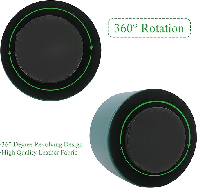 Round Leather Art Supply Organizer,Remote Control Holder,360 Degree Spinning,Multi-Functional Pencil Holder,4 Compartments Desktop Stationary Organizer(1-Sheep Green)
