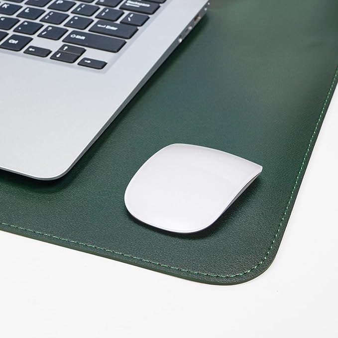 AFIING Cork Desk Mat 35.4" x 17", Dual-Sided Natural Cork & PU Leather Desk Pad, Non-Slip Waterproof Large Mouse Pad for Office, Home & Gaming (Dark Green)