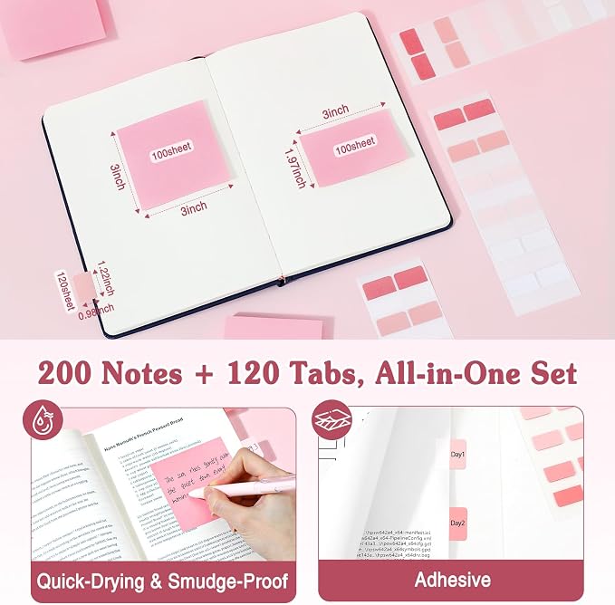 MoKo 49Pcs Aesthetic School Supplies, Pink Cute Pencil Case Set with Pastel Highlighters, Mechanical Pencils with Refills, Eraser & Sticky Notes Tabs Set for Middle & College Students Stationery