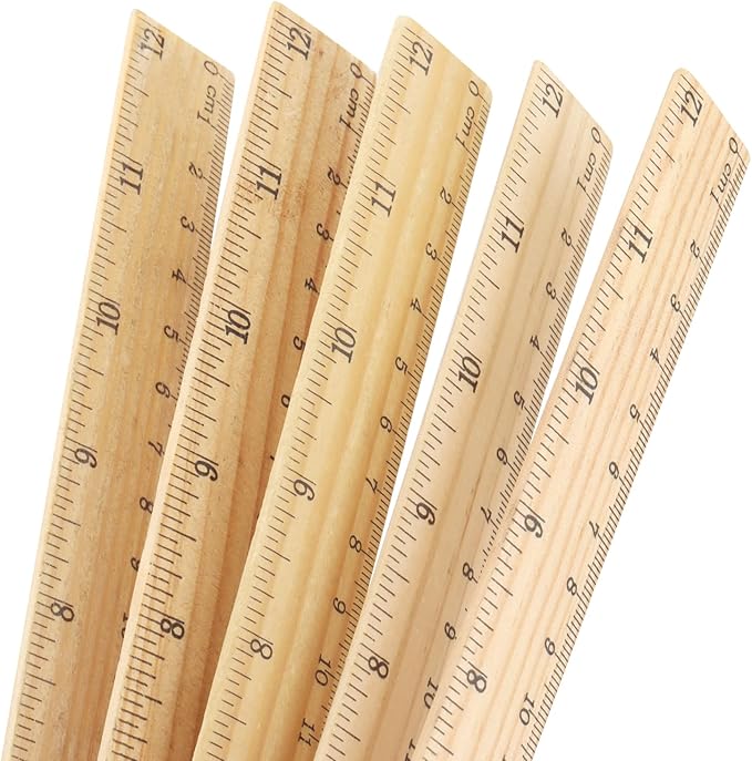 MUKCHAP 144 Pack Wooden Ruler, 12 Inch Straight, 30cm Metric Wood With Centimeters and Inches for Measuring, Office, 2 Scale