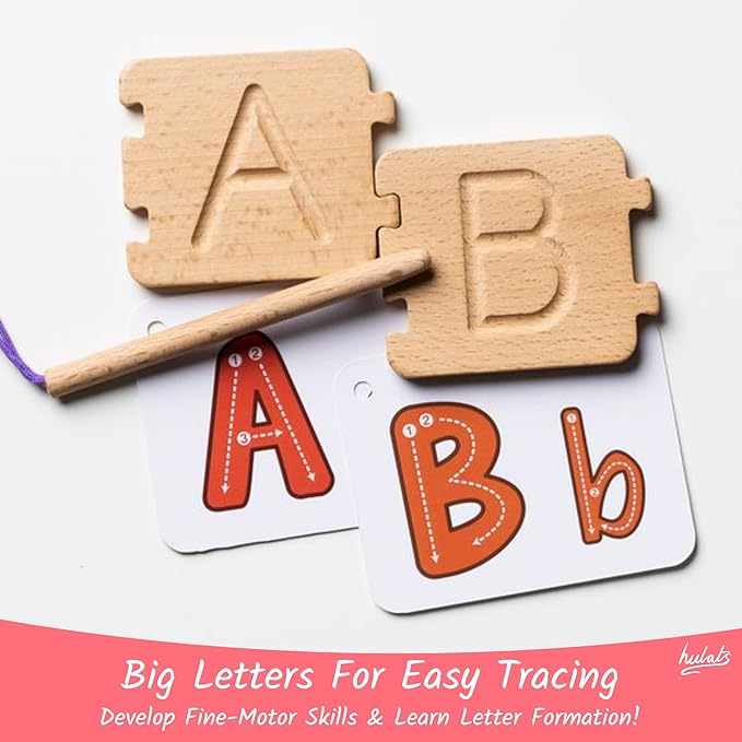 Hulats Montessori Letter Tracing Alphabet Learning Toy - Learn to Write Spelling & Tracing Letters Game Kids Ages 3-5 Sand Tray - Toddler Fine Motor Skills Toy 5 Year Old Home Schooling Material Pre-K