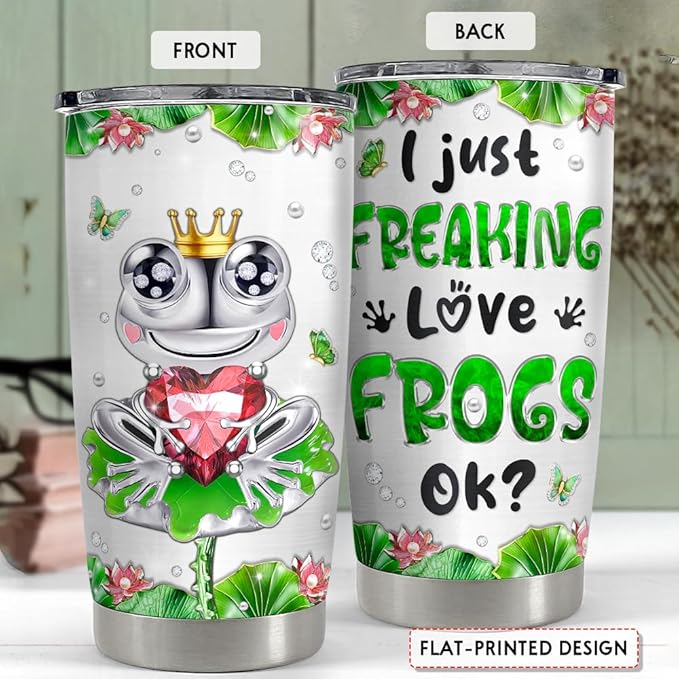 SANDJEST Frog Gifts for Women Girls Frog Tumbler 20oz Jewelry Drawings Stainless Steel Insulated Tumblers Coffee Travel Mug Cup Gift for Birthday Christmas