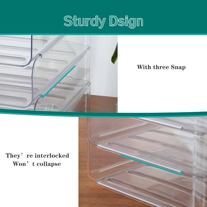 4 Tier Stackable A4 Paper Trays, Office Desk File Holder, Tidy File Document Letter Book Paper Organizer (4 Tiers,Clear)