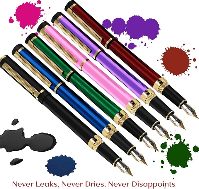Dryden Designs Fountain Pen Medium Nib Gift Pouch - with 24 Ink Cartridges - MCM (Emerald Green)